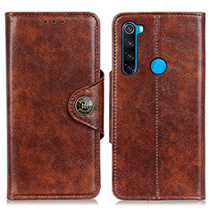 Leather Case Stands Flip Cover Holder M12L for Xiaomi Redmi Note 8 (2021) Brown