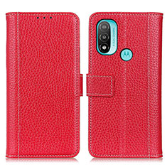 Leather Case Stands Flip Cover Holder M13L for Motorola Moto E20 Red