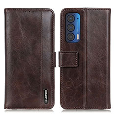 Leather Case Stands Flip Cover Holder M13L for Motorola Moto Edge (2021) 5G Brown