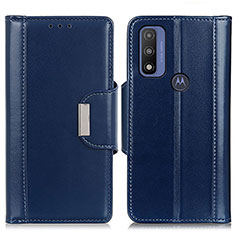Leather Case Stands Flip Cover Holder M13L for Motorola Moto G Pure Blue