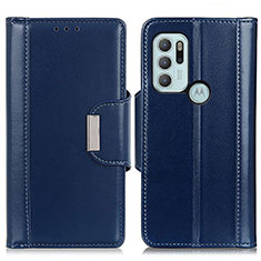 Leather Case Stands Flip Cover Holder M13L for Motorola Moto G60s Blue