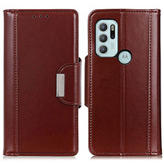 Leather Case Stands Flip Cover Holder M13L for Motorola Moto G60s Brown