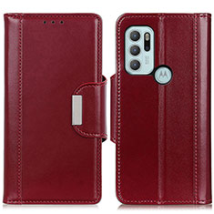 Leather Case Stands Flip Cover Holder M13L for Motorola Moto G60s Red