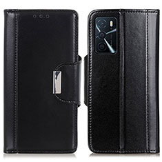 Leather Case Stands Flip Cover Holder M13L for Oppo A16 Black