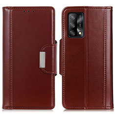 Leather Case Stands Flip Cover Holder M13L for Oppo A95 4G Brown