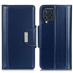 Leather Case Stands Flip Cover Holder M13L for Samsung Galaxy M32 4G Blue