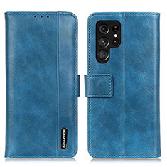 Leather Case Stands Flip Cover Holder M13L for Samsung Galaxy S21 Ultra 5G Blue