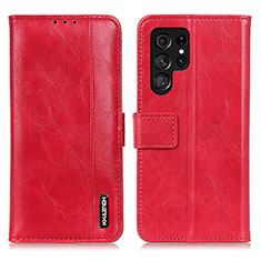 Leather Case Stands Flip Cover Holder M13L for Samsung Galaxy S21 Ultra 5G Red