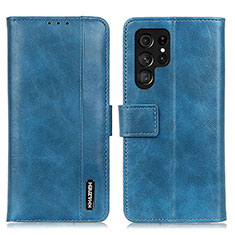 Leather Case Stands Flip Cover Holder M13L for Samsung Galaxy S22 Ultra 5G Blue