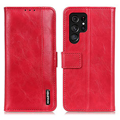 Leather Case Stands Flip Cover Holder M13L for Samsung Galaxy S22 Ultra 5G Red