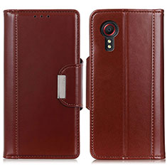 Leather Case Stands Flip Cover Holder M13L for Samsung Galaxy XCover 5 SM-G525F Brown