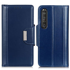 Leather Case Stands Flip Cover Holder M13L for Sony Xperia 1 III Blue