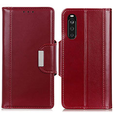 Leather Case Stands Flip Cover Holder M13L for Sony Xperia 10 III Red