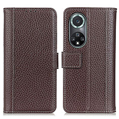 Leather Case Stands Flip Cover Holder M14L for Huawei Nova 9 Pro Brown