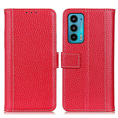 Leather Case Stands Flip Cover Holder M14L for Motorola Moto Edge 20 5G Red
