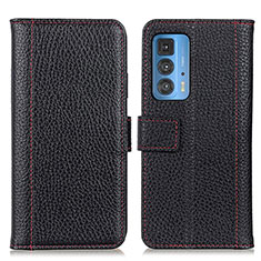 Leather Case Stands Flip Cover Holder M14L for Motorola Moto Edge 20 Pro 5G Black