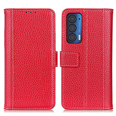 Leather Case Stands Flip Cover Holder M14L for Motorola Moto Edge (2021) 5G Red