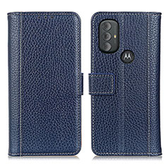 Leather Case Stands Flip Cover Holder M14L for Motorola Moto G Play (2023) Blue