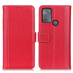 Leather Case Stands Flip Cover Holder M14L for Motorola Moto G50 Red