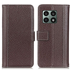 Leather Case Stands Flip Cover Holder M14L for OnePlus 10 Pro 5G Brown