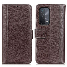 Leather Case Stands Flip Cover Holder M14L for OnePlus Nord N200 5G Brown