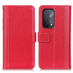 Leather Case Stands Flip Cover Holder M14L for OnePlus Nord N200 5G Red