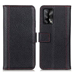 Leather Case Stands Flip Cover Holder M14L for Oppo A95 4G Black