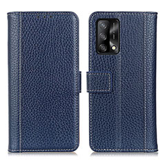 Leather Case Stands Flip Cover Holder M14L for Oppo A95 4G Blue