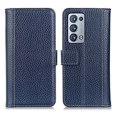 Leather Case Stands Flip Cover Holder M14L for Oppo Reno6 Pro 5G Blue