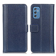 Leather Case Stands Flip Cover Holder M14L for Samsung Galaxy M52 5G Blue