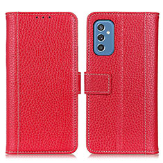 Leather Case Stands Flip Cover Holder M14L for Samsung Galaxy M52 5G Red