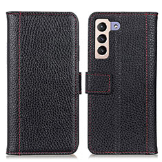 Leather Case Stands Flip Cover Holder M14L for Samsung Galaxy S21 5G Black