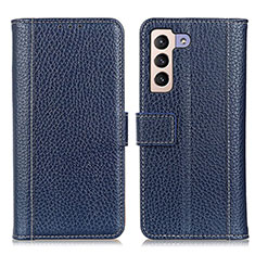 Leather Case Stands Flip Cover Holder M14L for Samsung Galaxy S22 Plus 5G Blue