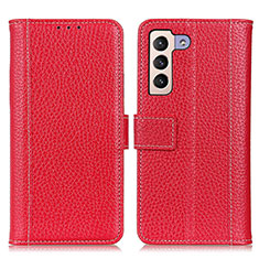 Leather Case Stands Flip Cover Holder M14L for Samsung Galaxy S22 Plus 5G Red