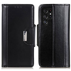 Leather Case Stands Flip Cover Holder M14L for Samsung Galaxy S22 Ultra 5G Black