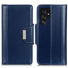 Leather Case Stands Flip Cover Holder M14L for Samsung Galaxy S24 Ultra 5G Blue