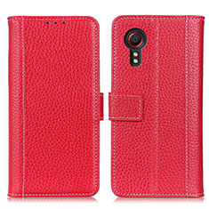 Leather Case Stands Flip Cover Holder M14L for Samsung Galaxy XCover 5 SM-G525F Red