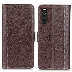 Leather Case Stands Flip Cover Holder M14L for Sony Xperia 10 III Brown
