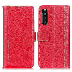 Leather Case Stands Flip Cover Holder M14L for Sony Xperia 10 III Red