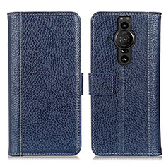 Leather Case Stands Flip Cover Holder M14L for Sony Xperia PRO-I Blue