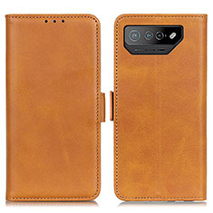 Leather Case Stands Flip Cover Holder M15L for Asus ROG Phone 7 Pro Light Brown