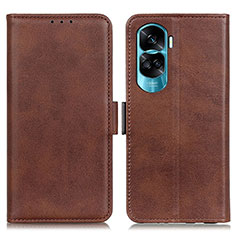 Leather Case Stands Flip Cover Holder M15L for Huawei Honor 90 Lite 5G Brown