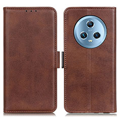 Leather Case Stands Flip Cover Holder M15L for Huawei Honor Magic5 5G Brown