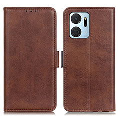 Leather Case Stands Flip Cover Holder M15L for Huawei Honor X7a Brown