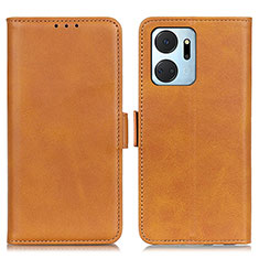 Leather Case Stands Flip Cover Holder M15L for Huawei Honor X7a Light Brown