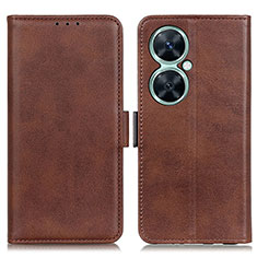 Leather Case Stands Flip Cover Holder M15L for Huawei Nova 11i Brown