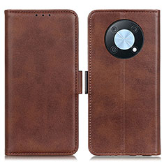 Leather Case Stands Flip Cover Holder M15L for Huawei Nova Y90 Brown