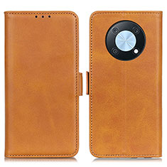 Leather Case Stands Flip Cover Holder M15L for Huawei Nova Y90 Light Brown