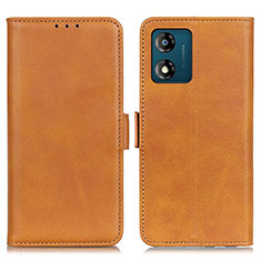 Leather Case Stands Flip Cover Holder M15L for Motorola Moto E13 Light Brown