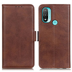 Leather Case Stands Flip Cover Holder M15L for Motorola Moto E20 Brown